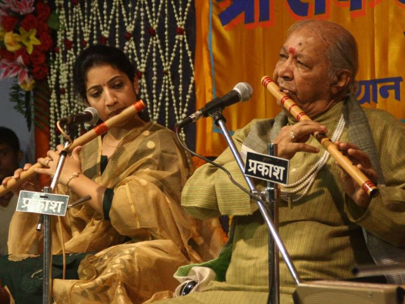 The famous Hari Prasad performing at the Sankat Mochan Music Festival.