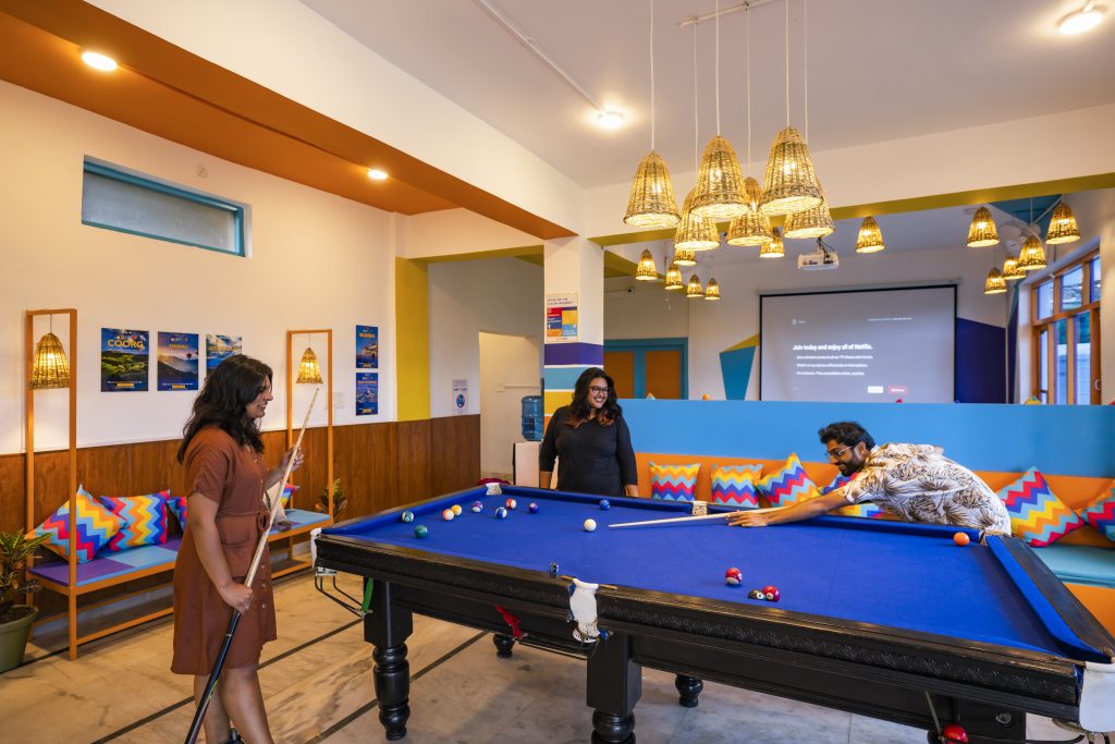 Come together in the vibrant common area to enjoy games and share laughs.